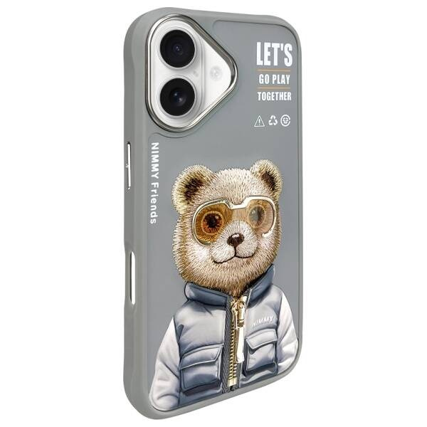 ETUI DO IPHONE 16 6.1" NIMMY COOL&CUTE 2.0 BEAR SZARE