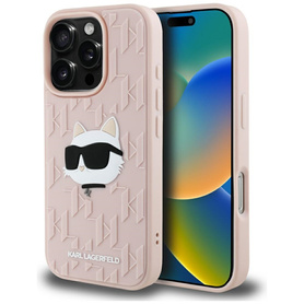 ETUI DO IPHONE 16 PRO KARL LAGERFELD 3D RUBBER MONOGRAM&CHOUPETTE RÓŻOWE