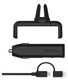 Kenu Car Kit Deluxe | Uchwyt na kratkę do 6' + Ładowarka 4.8A - BLACK