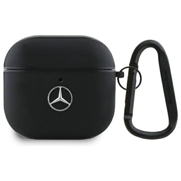 ETUI DO AIRPODS 4 MERCEDES LEATHER METAL LOGO CZARNE