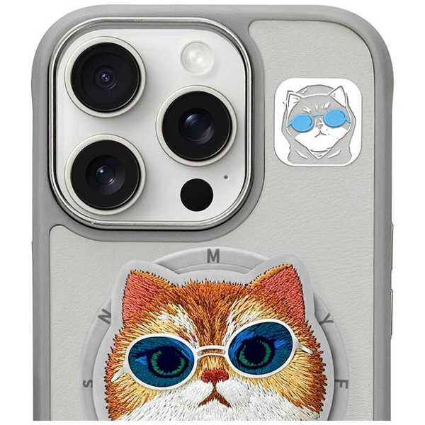 ETUI DO IPHONE 16 PRO MAX NIMMY GLASSES COOL CAT MAGSAFE SZARE