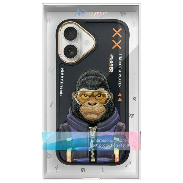 ETUI DO IPHONE 16 6.1" NIMMY COOL&CUTE 2.0 MONKEY CZARNE