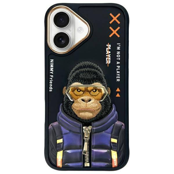 ETUI DO IPHONE 16 6.1" NIMMY COOL&CUTE 2.0 MONKEY CZARNE