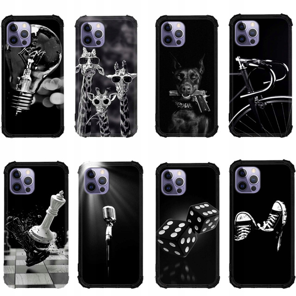 Etui wzmacniane Anti-Shock LEO black&whit różne wzory do iPhone 14 Pro Max