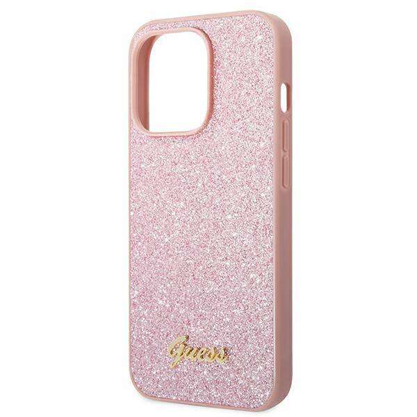 Guess Glitter Script | Etui do iPhone 14 Pro Max - PINK