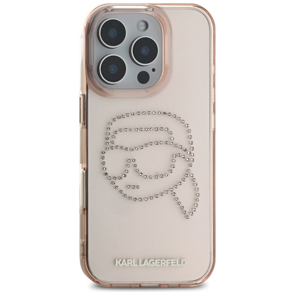 ETUI DO IPHONE 16 PRO KARL LAGERFELD IML RHINESTONES KARL HEAD RÓŻOWY