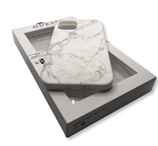 GUESS MARBLE ETUI DO IPHONE 12 MINI - WHITE