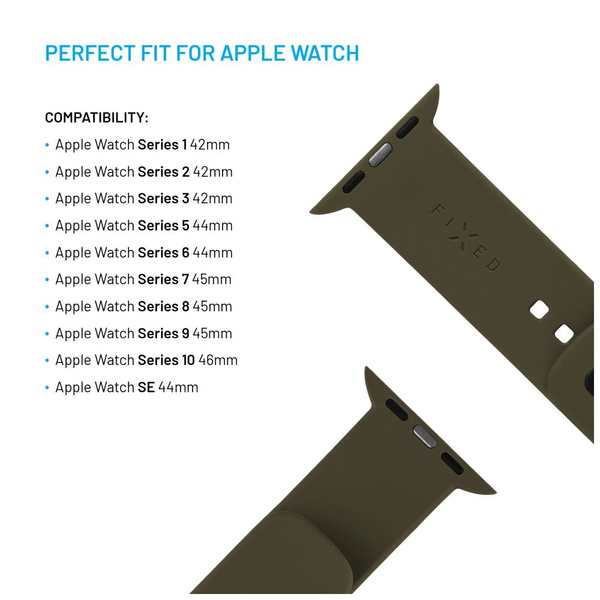 PASEK SPORTOWY DO APPLE WATCH 42/44/45/46MM SILIKONOWY FIXED OLIWKOWY