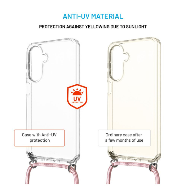 ETUI NA SZYJĘ DO SAMSUNG A26 5G FIXED PURE Z ODPINANĄ RÓŻOWĄ SMYCZĄ