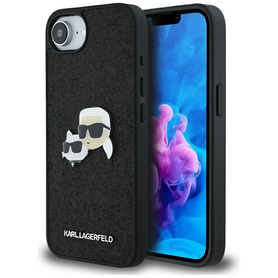 ETUI DO IPHONE 16E KARL LAGERFELD FIXED GLITTER KARL&CHOUPETTE HEADS CZARNE