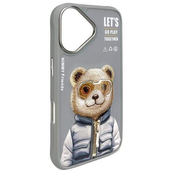 ETUI DO IPHONE 16 6.1" NIMMY COOL&CUTE 2.0 BEAR SZARE