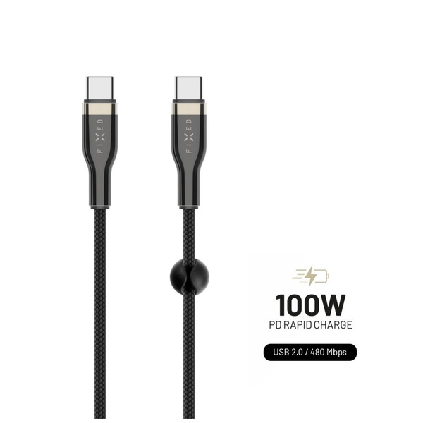 KABEL USB-C/USB-C W OPLOCIE FIXED PD 0,5M USB 2.0 100W CZARNY