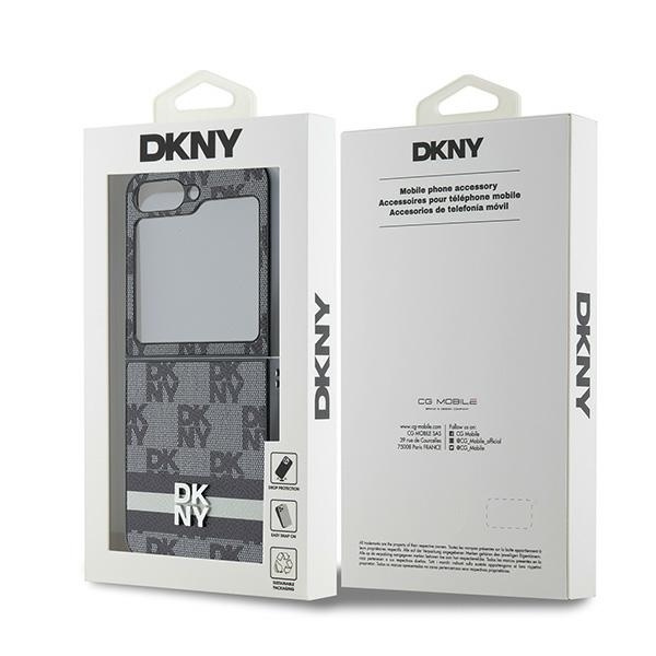 ETUI DO SAMSUNG Z FLIP6 F741 DKNY CZARNE CHEQUERED PATTERN PRINTED STRIPES