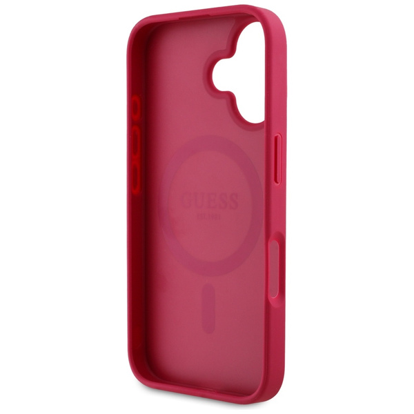 ETUI DO IPHONE 16 GUESS GRAINED PRINTED FLOWER PATTERN MAGSAFE FUKSJA