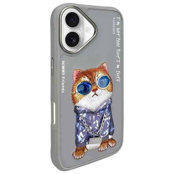 ETUI DO IPHONE 16 6.1" NIMMY GLASSES COOL CAT SZARE