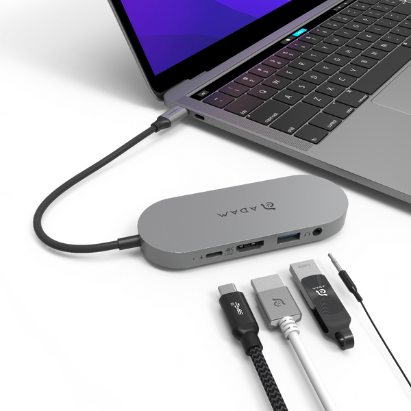 HUB S USB-C USB-C+USB-A+HDMI+JACK 3,5 MM ADAM ELEMENTS CASA 480 GB SZARY