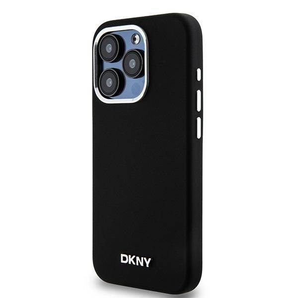 ETUI DO IPHONE 14 PRO DKNY LIQUID SILICONE SMALL METAL LOGO MAGSAFE CZARNE