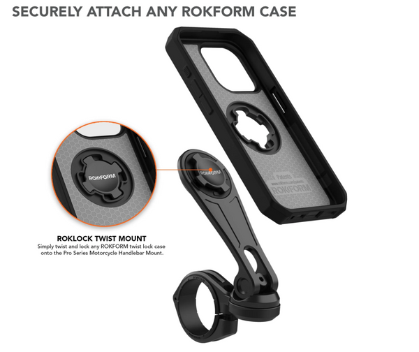 UCHWYT DO TELEFONU NA KIEROWNICĘ MOTOCYKLA ROKFORM ALUMINIUM TWIST LOCK