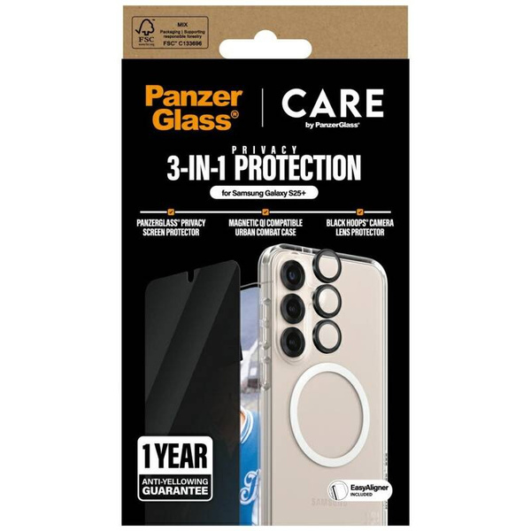 ETUI + SZKŁO PRYWATYZUJĄCE + LENS DO SAMSUNG S25 PLUS CARE BY PANZERGLASS