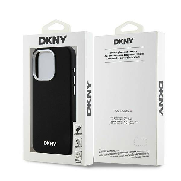 ETUI DO IPHONE 14 PRO DKNY LIQUID SILICONE SMALL METAL LOGO MAGSAFE CZARNE