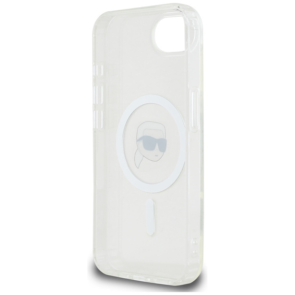ETUI DO IPHONE 16E KARL LAGERFELD IML METAL KARL HEAD MAGSAFE BIAŁE