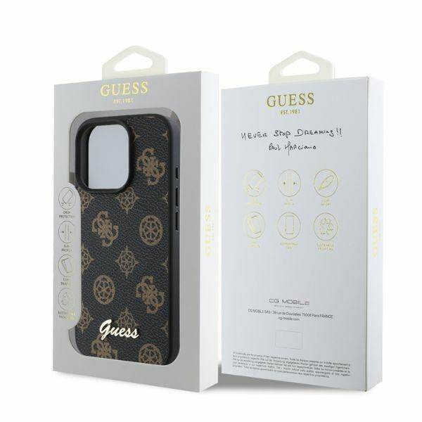 ETUI DO IPHONE 16 PRO MAX GUESS PEONY SCRIPT MAGSAFE CZARNE