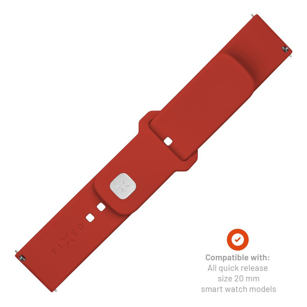 PASKI DO SMARTWATCHA 20 MM Z SZYBKOZŁĄCZKĄ ZESTAW SILIKONOWE FIXED CZERWONE