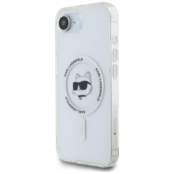 ETUI DO IPHONE 16E KARL LAGERFELD IML METAL CHOUPETTE HEAD MAGSAFE BIAŁE