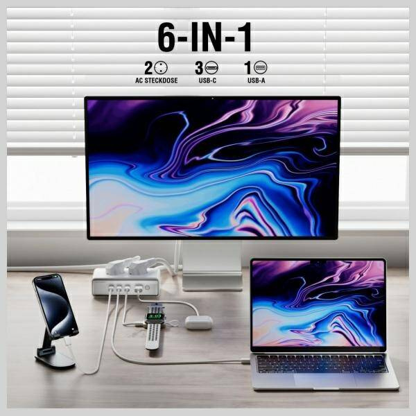 PRZEDŁUŻACZ 4SMARTS 6W1 65W GAN BIAŁY
