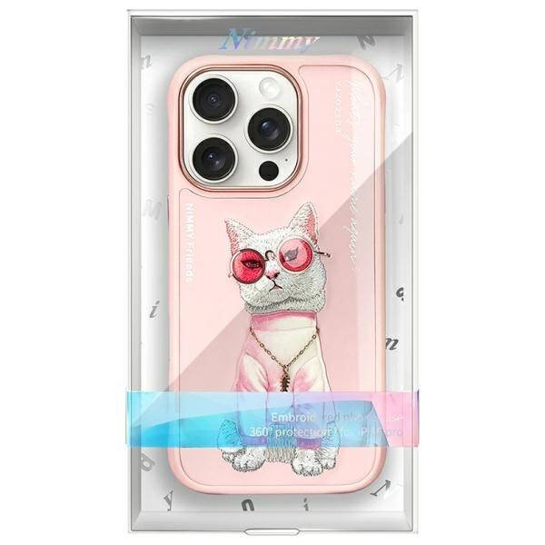 ETUI DO IPHONE 16 PRO 6.3" NIMMY GLASSES COOL CAT RÓŻOWE