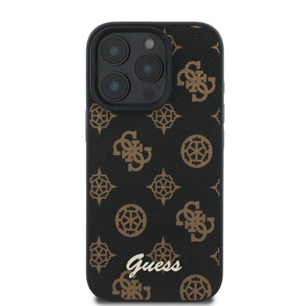 ETUI DO IPHONE 16 PRO MAX GUESS PEONY SCRIPT MAGSAFE CZARNE