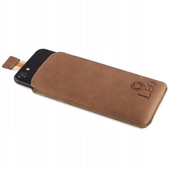 Wsuwka z naturalnej polskiej skóry LEO do Galaxy S4 jasnobrązowa