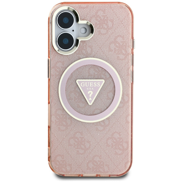 ETUI DO IPHONE 16 GUESS IML METAL GLITTER 4G CIRCLE TRIANGLE RÓŻOWE