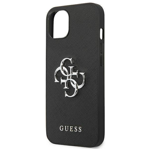 Guess Saffiano 4G Metal Logo | Etui do iPhone 13 - BLACK