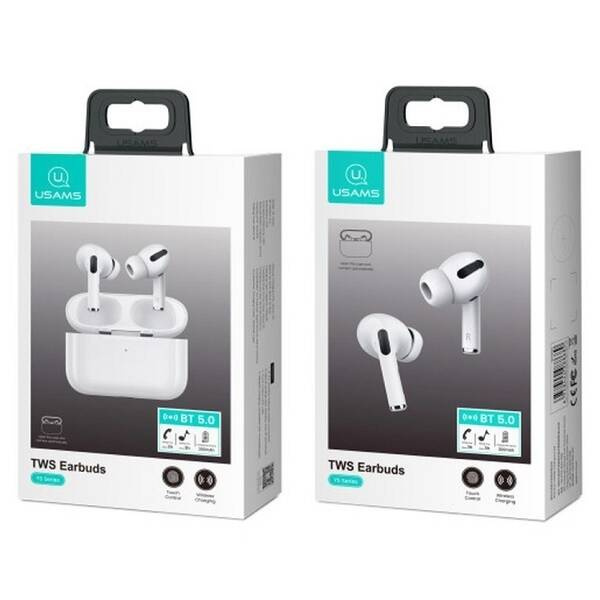SŁUCHAWKI BEZPRZEWODOWE BLUETOOTH USAMS 5.0 REDUKCJA SZUMÓW WHITE