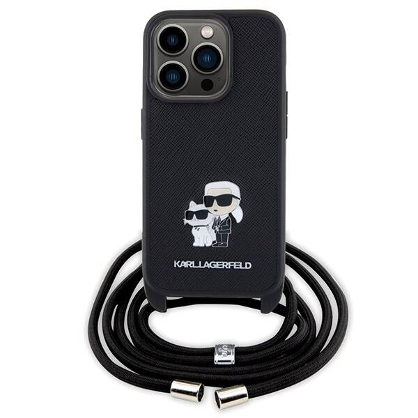 Karl Lagerfeld Crossbody Saffiano Metal | Etui do iPhone 15 Pro Max - BLACK