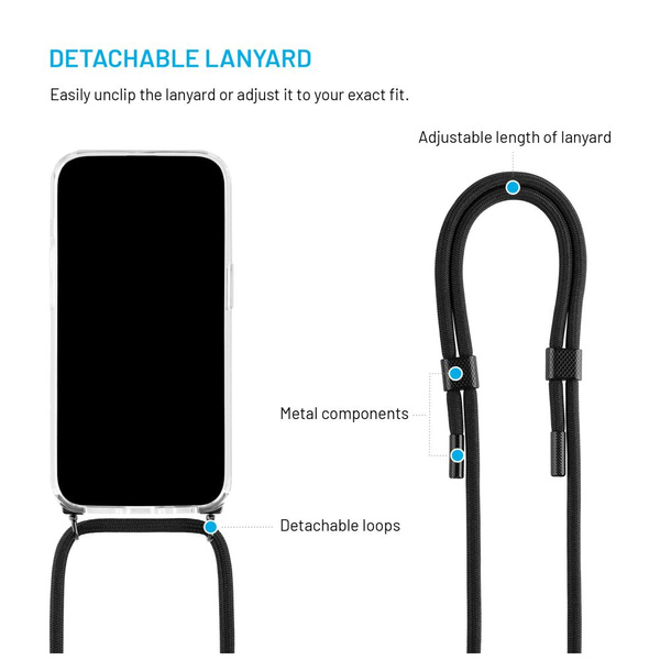 ETUI NA SZYJĘ DO SAMSUNG A36 5G FIXED PURE Z ODPINANĄ CZARNĄ SMYCZĄ