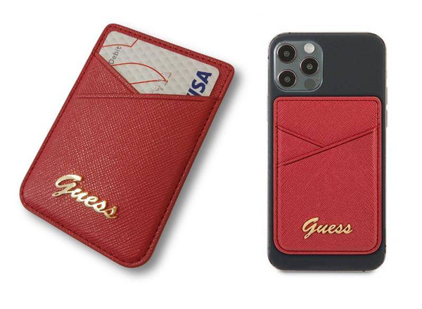 Guess Magnetic Card Holder | Portfel z Magsafe - SAFFIANO RED