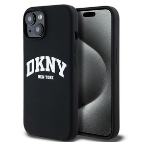 ETUI DO IPHONE 15 / 14 / 13 DKNY LIQUID SILICONE WHITE PRINTED LOGO MAGSAFE