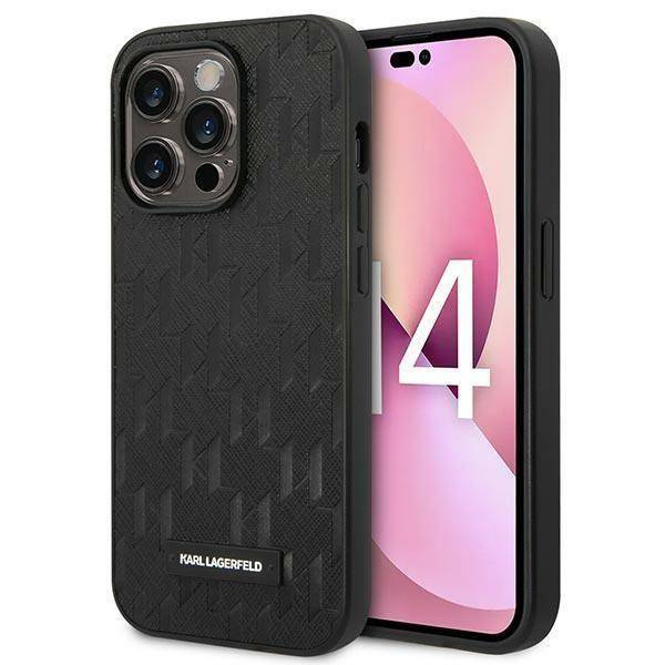 Karl Lagerfeld Saffiano Mono Metal Logo | Etui do iPhone 14 Pro Max - BLACK