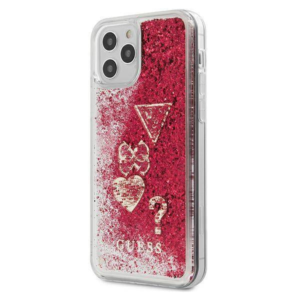 GUESS  HARDCASE GLITTER CHARMS IPHONE 12 / 12 PRO - RASPBERRY