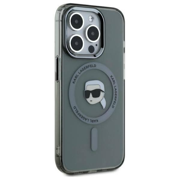 ETUI DO IPHONE 15 PRO MAX KARL LAGERFELD IML METAL KARL HEAD MAGSAFE CZARNE