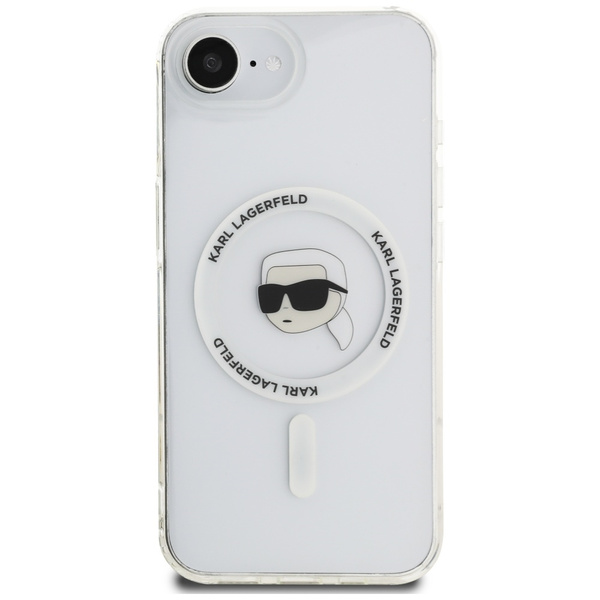 ETUI DO IPHONE 16E KARL LAGERFELD IML METAL KARL HEAD MAGSAFE BIAŁE