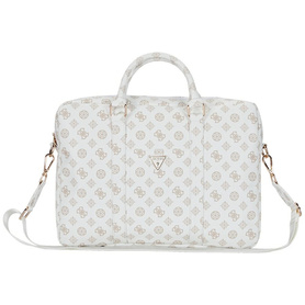 TORBA NA LAPTOPA DO 16" GUESS 4G PEONY FRONT POCKET ZIPPER TRIANGLE BIAŁA