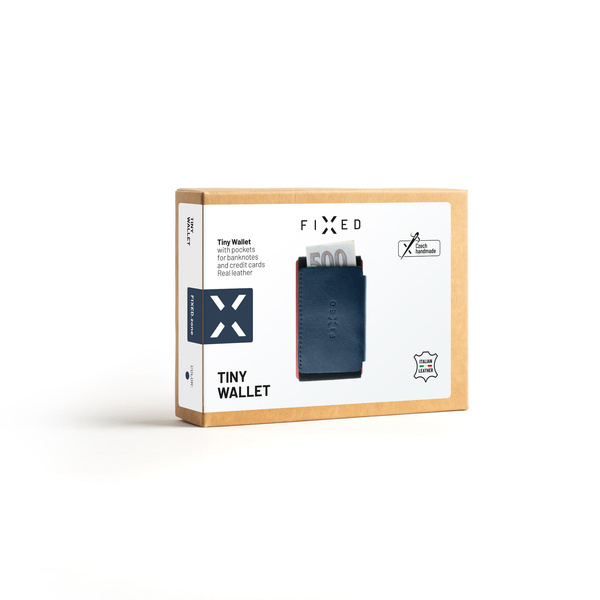 PORTFEL SKÓRZANY ZE SKÓRY BYDLĘCEJ FIXED TINY WALLET NIEBIESKI