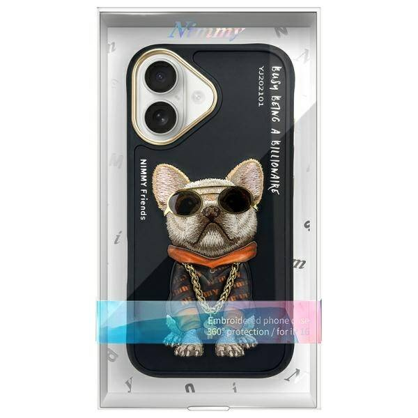 ETUI DO IPHONE 16 6.1" NIMMY GLASSES COOL DOG CZARNE