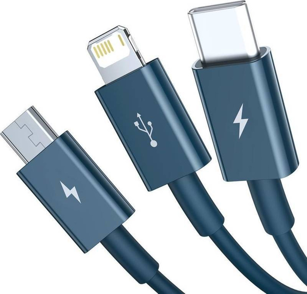 Baseus Cafule | Kabel USB do microUSB/USB-C/Lightning 3.5A 1.2M - BLUE