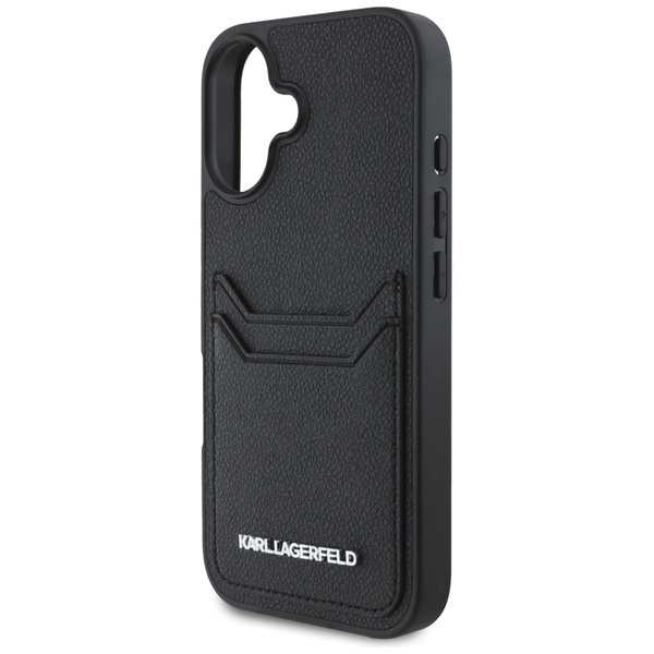 ETUI DO IPHONE 16 KARL LAGERFELD HC GRAINED PU CARDSLOT METAL ELONG CZARNE