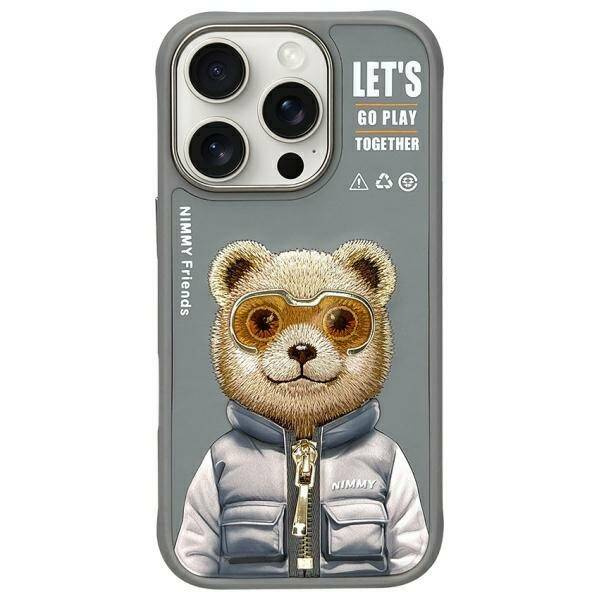 ETUI DO IPHONE 16 PRO 6.3" NIMMY COOL&CUTE 2.0 BEAR SZARE