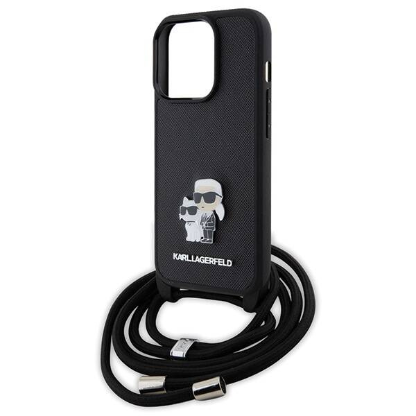 Karl Lagerfeld Crossbody Saffiano Metal | Etui do iPhone 15 Pro Max - BLACK